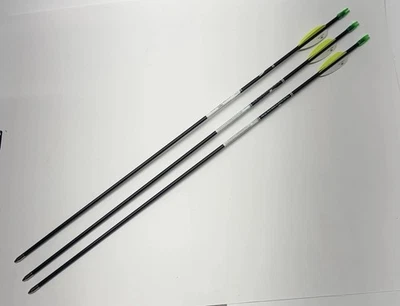 Lote de 3 - Flechas de fibra de vidrio punta dorada FIBA31 negras 29" con paletas de 2,5" 10232471 Foto 1 de 4