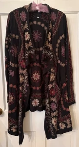 Biya Johnny Was Floral Heavily All Over Embroidered Cardigan Pullover Boho S - Bild 1 von 8