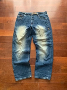 Vintage Vibes Jeans Mens 40 x 34 Blue Denim Hip Hop Baggy Wide Skater Grunge Y2K - Picture 1 of 5