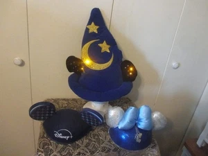3 Disney PARKS Mickey Mouse Fantasia Zauberer Zauberer MÜTZE + 2 BONUS HUT OHREN - Bild 1 von 4
