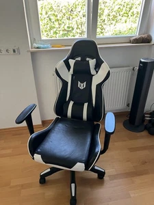 bigzzia Gaming Stuhl Computerstuhl - Gamer Stühle mit Lendenkissen s/w - Bild 1 von 9