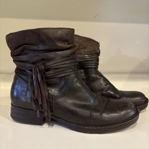 Born Cross Stiefeletten Damen 8M braun Leder Fransen Quasten Booties Boho - Bild 1 von 9