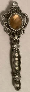 Magnetische Haarspange Vintage Schmuck Zepter Silber Strass Topas süß - Bild 1 von 1