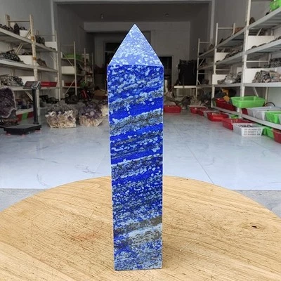 535g Natural Rock Lapis Lazuli Quartz Crystal Stone Point Healing Wand Obelisk - Image 1 of 4