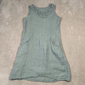 Lungo L'arno Made in Italy Salbeigrün Linie Ärmellos Kleid Blumen Ausschnitt Damen M - Bild 1 von 15