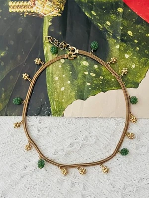 Collar Christian Dior Vintage Años 70 Racimo Esmeralda Uva Fruta Dijes Malla Foto 1 de 4