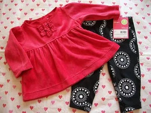 CARTER'S CUTE RED BLK WHITE PANT SET CHRISTMAS GIRLS - Picture 1 of 3