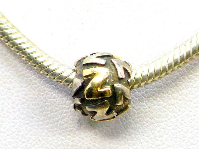 Pandora Bicolor 14K 585 Gold & 925 Silber Buchstabe Z Charm Element Bead - Bild 1 von 1