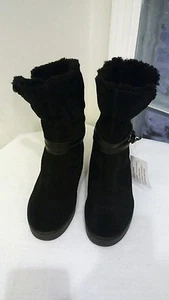 New Coach Shearling Black suede-cuff wedge booties Size EU 36.5 (US 6.5B) sale - Picture 1 of 6