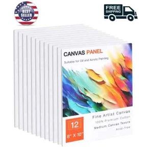 Canvases for Painting - 8x10 12 Pack Art Paint Canvas Panels Set Boards - Picture 1 of 8