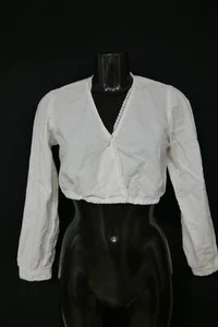 Gr.40 Dirndlbluse weiß Bluse für Dirndl Baumwolle mit Spitze B10997 - Bild 1 von 4