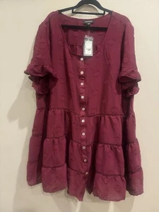 Autograph 20 Top blouse Plus burgundy short sleeve NWT round neckline - Picture 1 of 6