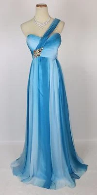 Talla 12 Tony Bowls $500 Vestido Largo Baile de graduación Formal Turquesa 1 Hombro Vestido Crucero Foto 1 de 4