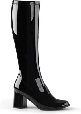 Funtaisma Blk Str Pat GOGO300 Womens Thigh High Black Boots Size 7M - Image 1 of 3