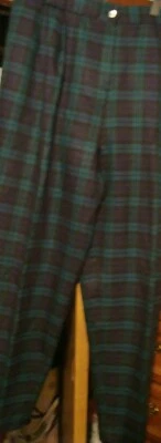 David Brooks Wool blend Pants Straight Leg Navy Blue tartan plaid vtg sz 16  - Image 1 of 4