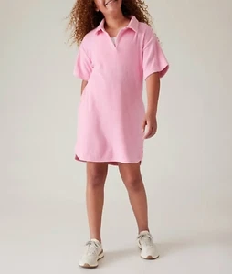 Athleta Girl's Pink Short Sleeve Side Pockets Jump In Terry Dress Sz M (8-10) - Picture 1 of 5