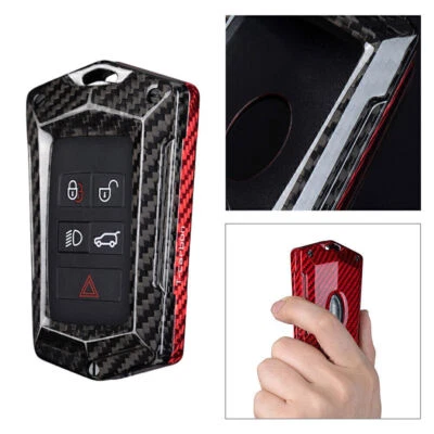 Carbon Key Fob Cover For Land Rover Discovery Range Rover Fit Jaguar red black - Image 1 of 4