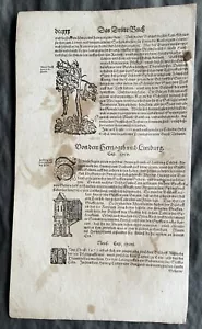 1598 Munster Antique Print German Coat of Arms, Hanging from a tree, Castle - Picture 1 of 3