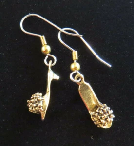 Fuzzy Slippers Earrings Shoes 24 karat Gold Plate Bedroom Slipper Shoe House - Picture 1 of 12