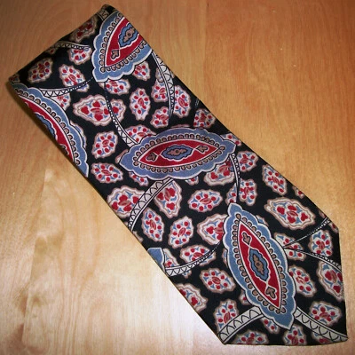 Corbata de cuello de seda roja y azul para hombre Michael David Stonehenge 57,5" L x 3,75" W (D404) Foto 1 de 4