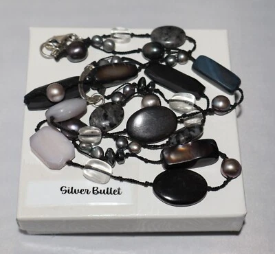 Collar de plata esterlina Silpada hematita, cuerno negro y perla "centro" N1796 Foto 1 de 4