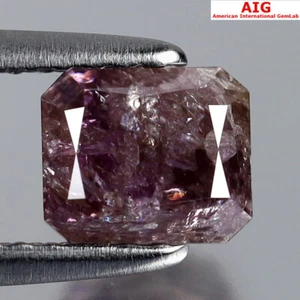 1.13 ct AIG Certified Radiant Cut (6 x 5 mm) (Un-Heated) Purplish Pink Diamond - Picture 1 of 4