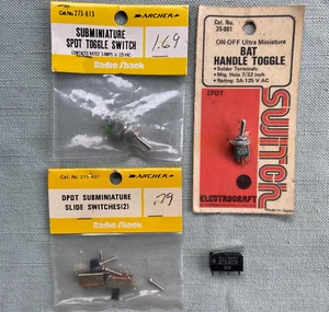 Vintage Lot Archer Electrocraft Toggle Slide Switch SPDT SL-2NW1 Bat Handle DPDT - Picture 1 of 15