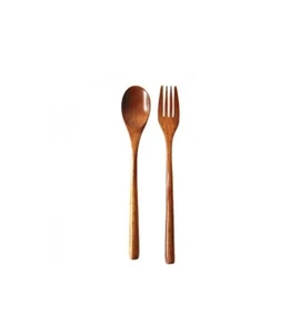 Wooden Spoon Fork Bamboo Kitchen Cooking Utensil Tool - Picture 1 of 3