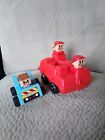 Vintage Playskool Square People Lot 1970s  Red Fire Truck  Squad Car 3 Figures