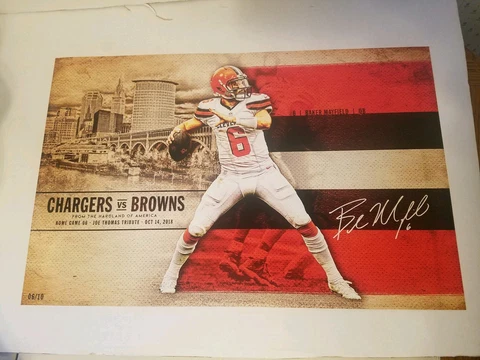 CLEVELAND BROWNS BAKER MAYFIELD POSTER HOME GAME #6  CHARGERS VS BROWNS Cover
