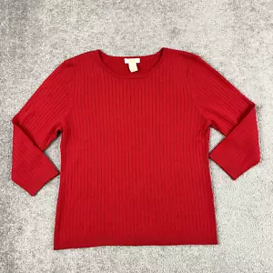 PECK & PECK Sweater Women XL (M-L Fit) Red Silk Cashmere Crew Neck 3/4 Pullover - Picture 1 of 9