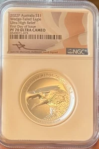 2022 Australien 1oz UHR PF 70 Keilschwanz Adler Proof $ 1 NGC Mercanti Signature - Bild 1 von 3