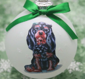 D183 Hand-made Christmas Ornament dog - Cavalier King Charles Spaniel black tan - Picture 1 of 5