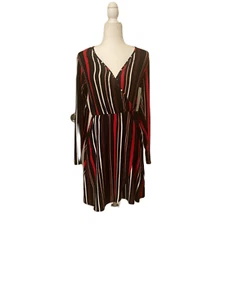 Derek Heart, V-neck, long sleeve, stripped, knee length dress - Picture 1 of 2