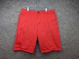 Modern Amusement Shorts Mens 34 Red Coral Pockets Cotton Flat Front Chino Preppy - Picture 1 of 12
