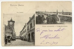 AK Rubiera Emilia Via Ponte Carrozzabile e Railroviario 1903 gereist - Bild 1 von 2