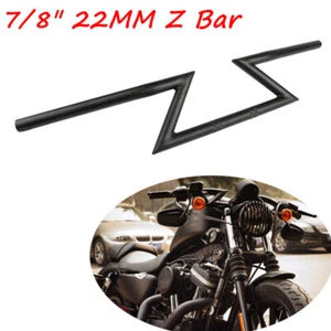 7/8" Motorcycle Handlebars Black Z Bar Drag Bars For Harley Honda Yamaha Suzuki - Foto 1 di 5