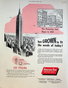 Publicidad impresa vintage de los años 50 de America Fore Insurance Group 1953 Empire State Building - Imagen 1 de 1