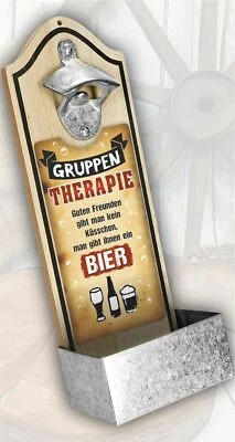 Wandflaschenöffner mit Auffangbehälter - Therapie Bier - Flaschenöffner Wand - Bild 1 von 4