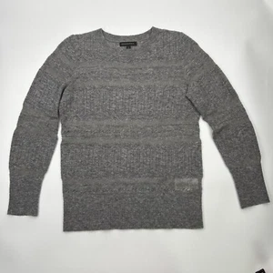 Banana Republic Womens M Lace Stitch Crew Pullover Sweater Wool Blend Steel Gray - Picture 1 of 6