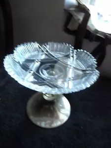 Brillantes periodisch geschnittenes Glasverhalten mit versilberter Basis c 1890 Judaica? - Bild 1 von 3