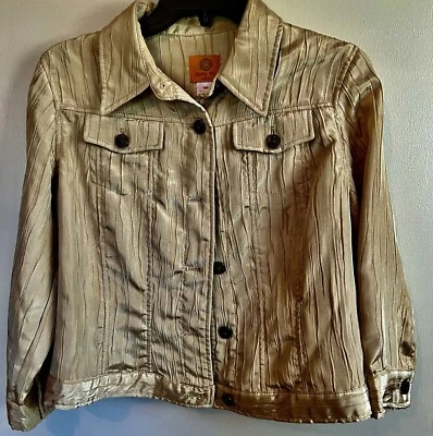 Ruby Rd Petite Jacket Size 10P Metallic Gold Unlined Mid Length  Button Up - Image 1 of 4
