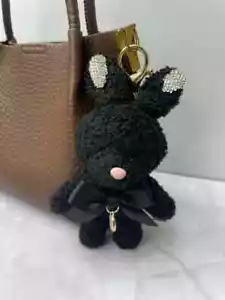 Cute Bunny Bag Charm Kawaii Rabbit Bow Plush Bag Keychain Doll Handbag Keyring - Picture 1 of 2
