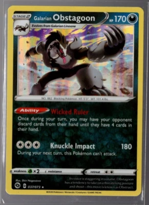 Galarian Obstagoon 037/073 Holographic Rare Champion's Path Pokemon TCG NM - Image 1 of 2