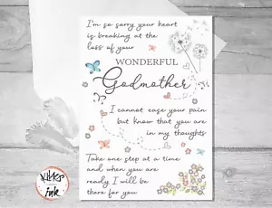 Sympathy card Godmother bereavement, condolences sorry for the loss of godmother - Picture 1 of 6