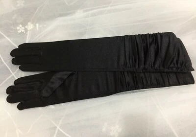 15" Stretch Satin Adult Wrinkle Glove. Bridal. Prom.Halloween.Pick Your Color ! - Image 1 of 2