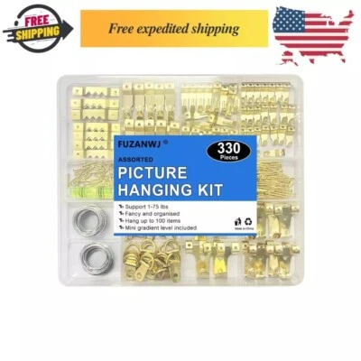 Вешалки для картин 330 шт., набор для подвешивания картин, крючки для подвешивания картин 10–75 фунтов - Изображение 1 из 3