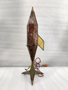 Antique Old Hand Crafted Glass Brass Work Unique Lamp Rocket shaped Lamp Decor - Picture 1 of 7