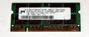 1 GB DDR2-RAM 200-pin SO-DIMM 2Rx8 PC2-5300S 'Micron MT16HTF12864HY-667B3' - Photo 1/2