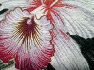 Tapicería de algodón vintage HAWAIANO iris floral tela de helechos verdes 58" W 2,25 yardas - Imagen 1 de 12